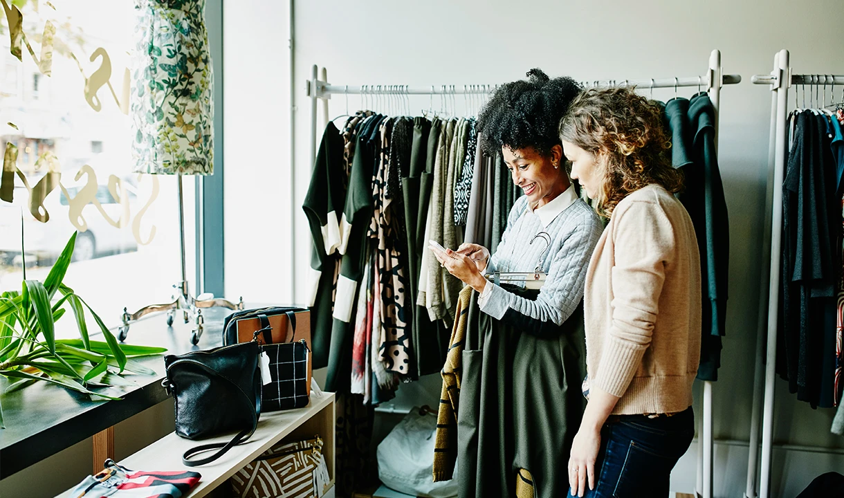 Customers at a clothing store